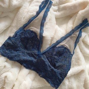 Free People Blue Lace and Sheer Bralette
